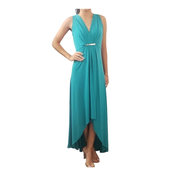Michael Kors Dresses & Skirts - Michael Kors Sleeveless Long Maxi High Low Design Teal Cocktai Dress Size Small